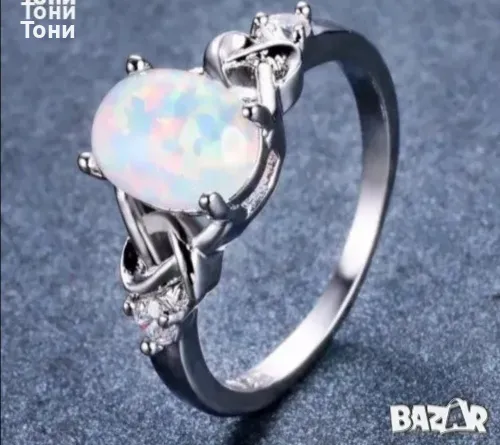 Сребърен Дамски Пръстен с Озаряващ Камък Нов , снимка 1