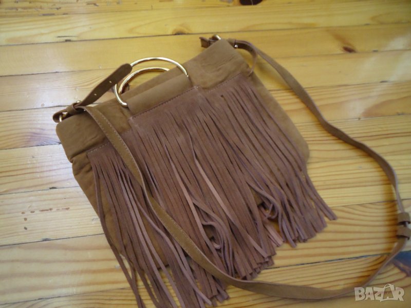 велурена чанта с ресни, снимка 1
