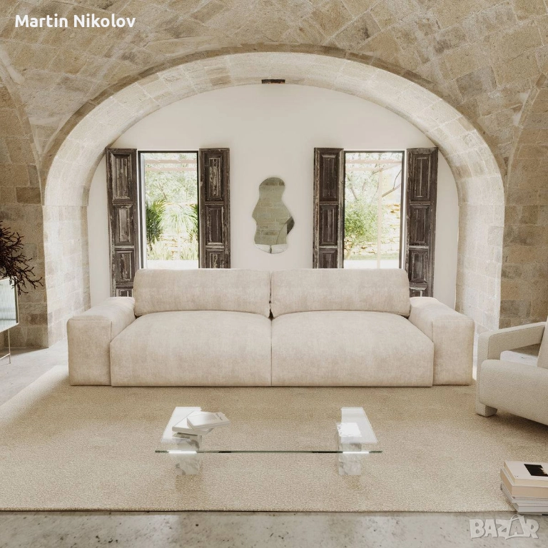 BLISS Кадифен 4-местен диван, снимка 1