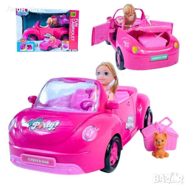 Кукла с кола кабриолет куче и аксесоари , снимка 1