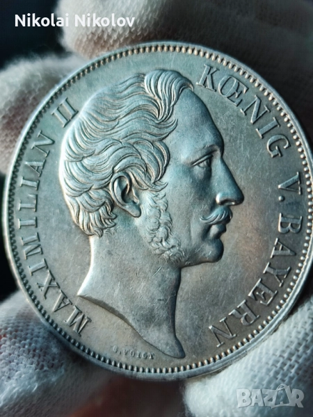 2 гулдена 1855 г., Германия (Бавария) сребро, снимка 1