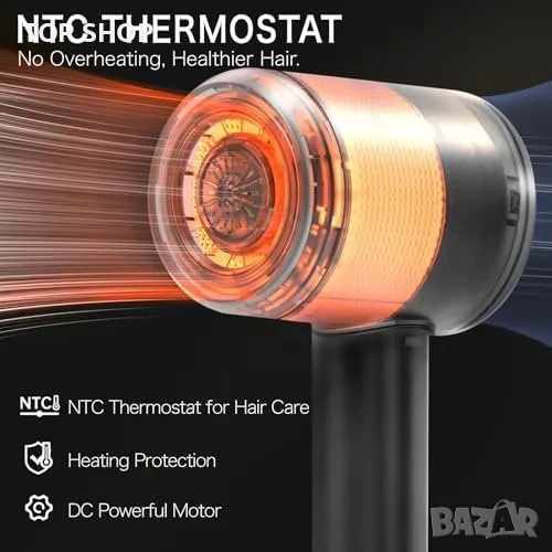 Нов Сешоар Mifasol 1600W Йонизация Бързо Сушене Тих - Черен, снимка 1