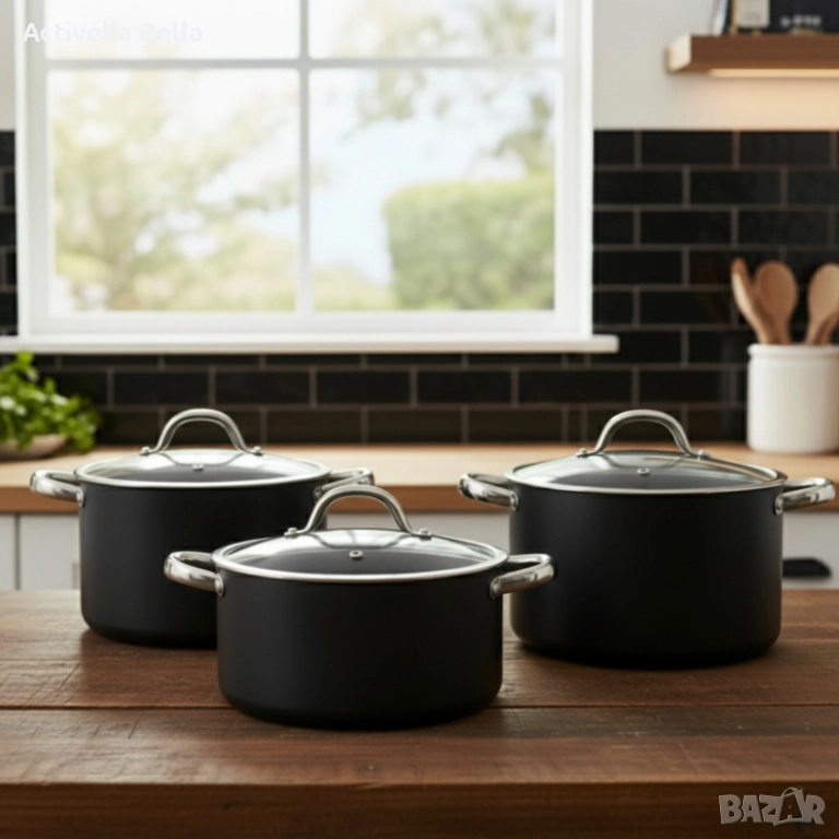 Алуминиева тенджера с мраморно покритие и капак – здравословно готвене без загаряне, снимка 1