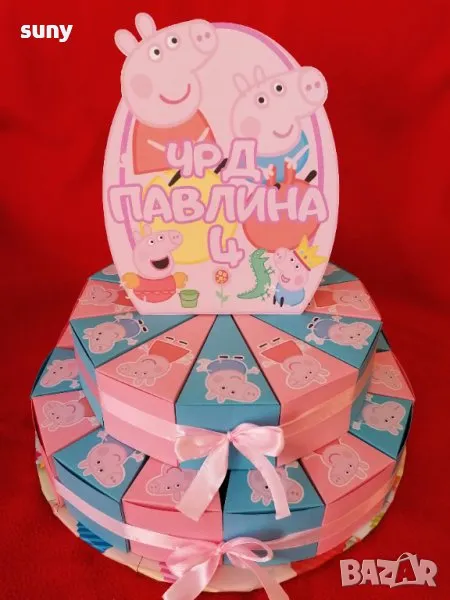 Картонена торта Пепа пиг, снимка 1