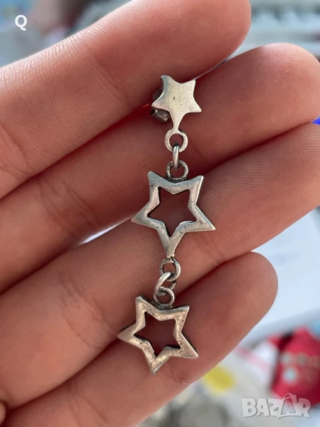 Сребърни обеци звездички,проба 925 (9), снимка 1