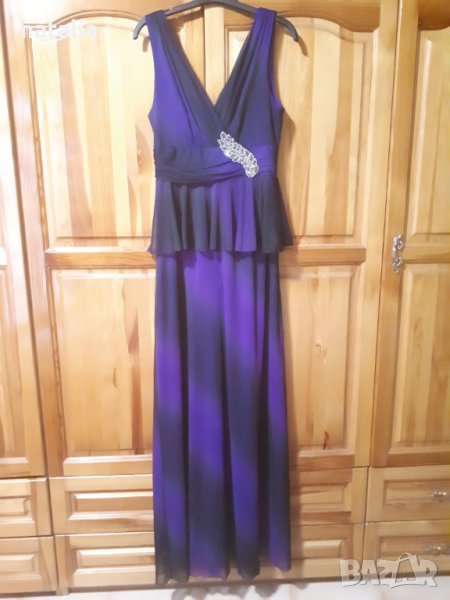 Дълга официална рокля в лилаво и черно, снимка 1