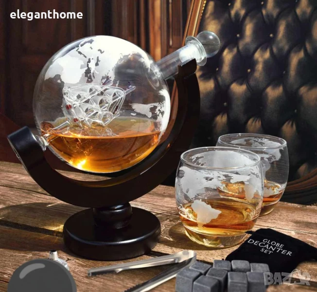 Луксозен комплект декантер с 2 броя чаши, снимка 1