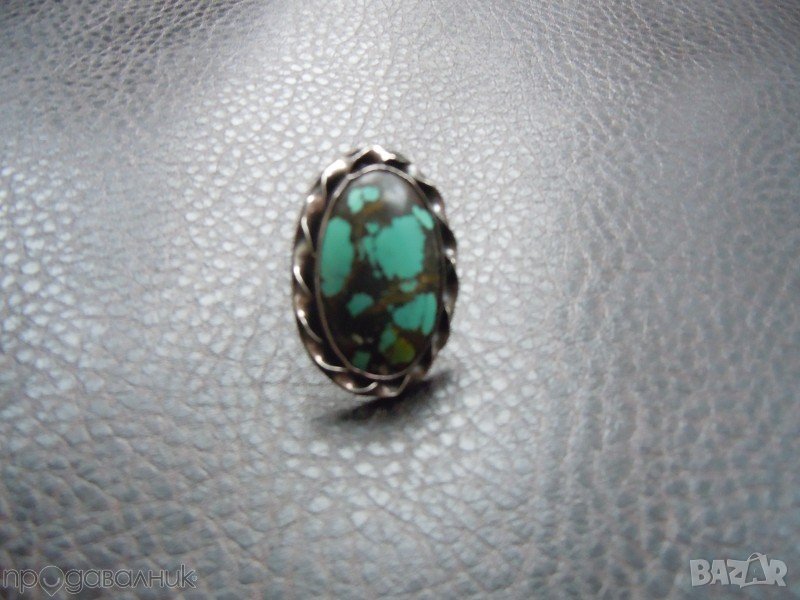 Сребърен пръстен с естествен тюркоаз, снимка 1