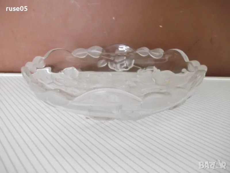 Чиния стъклена с флорални мотиви за ядки , плодове и други, снимка 1