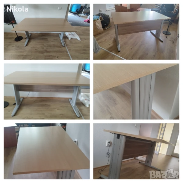 Бюро с метални крака - офис маса 140/80/73,5см, снимка 1