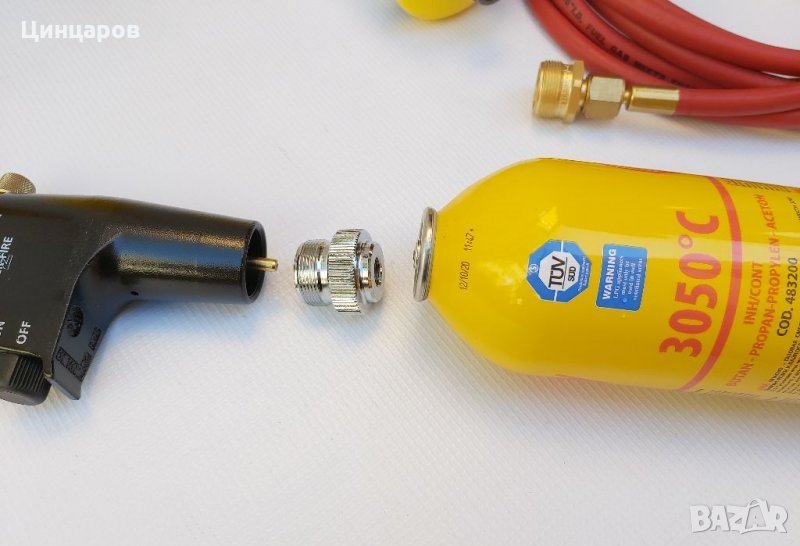 Адаптер/конектор газова горелка присъединяване 1",флакон газ 7/16, снимка 1