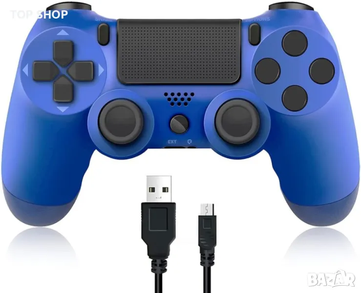 Безжичен джойстик за Playstation 4 , Син, Червен, сензорен панел, снимка 1
