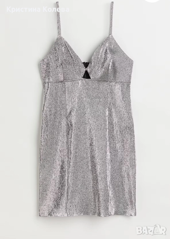 Дамска рокля в блестящо сребристо H&M , снимка 1
