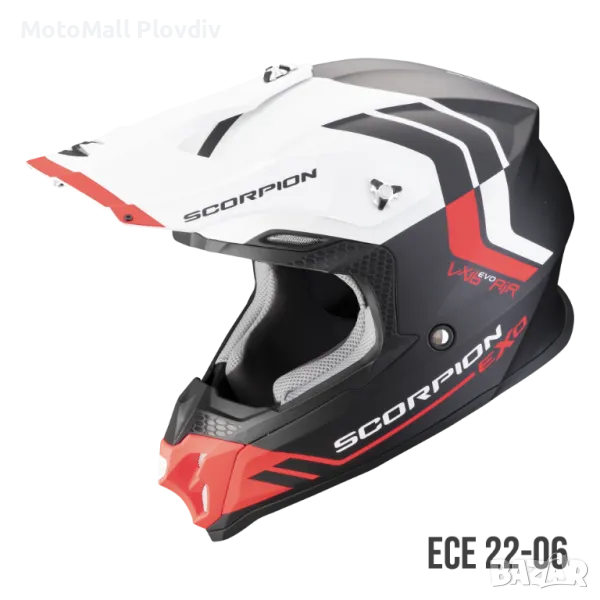 Каска SCORPION VX-16 EVO AIR Fusion Matt Black-Red, снимка 1