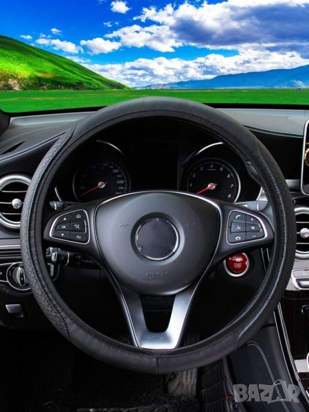 Кожен калъф за волан черен , снимка 1