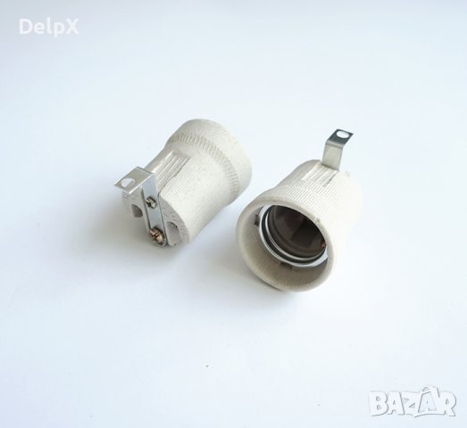   Фасунга висяща бяла порцеланова с цокъл E27, снимка 1