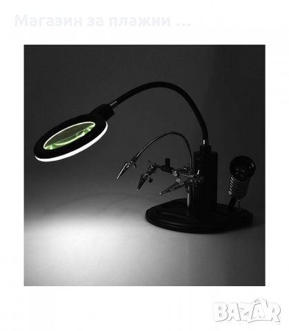 ТРЕТА РЪКА СЪС СТОЙКА ЗА ПОЯЛНИК, ЩИПКИ И ЛУПА 65ММ - код 802 , снимка 6 - Поялници и запояване - 34205149