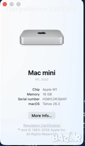 Mac mini M1 16Gb Ram 256 Gb , снимка 2 - Работни компютри - 53665389