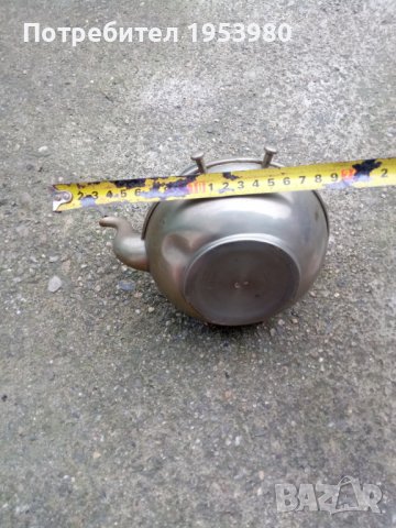 Английски месингов чайник, снимка 3 - Антикварни и старинни предмети - 39464072