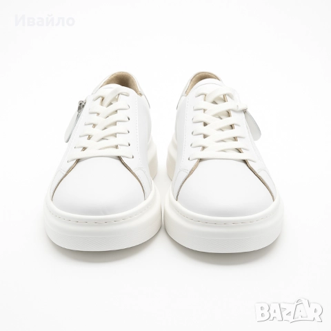 Дамски бели спортни обувки от естествена кожа с цип , снимка 2 - Дамски ежедневни обувки - 52096999