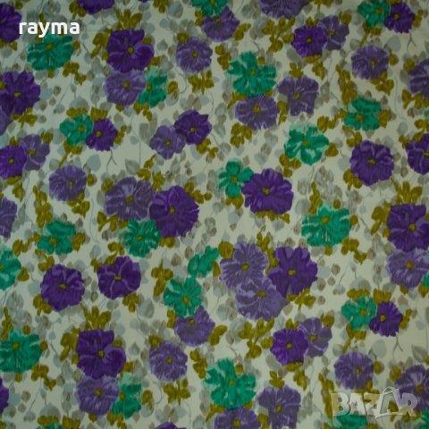 Плат италианска дизайнерска копринена тафта принт цветя, снимка 2 - Поли - 34237309