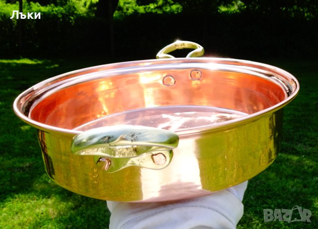 Меден тиган,медна тава,ръчно кована чиста червена мед. , снимка 2 - Антикварни и старинни предмети - 40951147