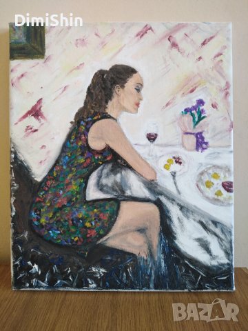 Картина " Жената " с маслени бои и акрил, снимка 4 - Картини - 41374241