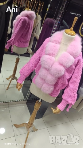 Палто от кашмир с естествен косъм, снимка 16 - Палта, манта - 53839414