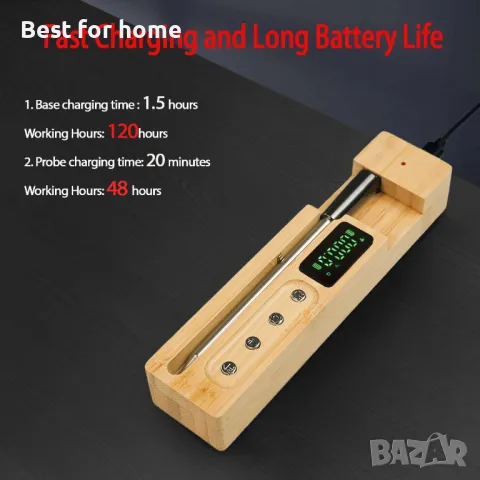 Bluetooth термометър за месо с LCD дисплей  и аларма CirSureas, снимка 5 - Друга електроника - 49879969