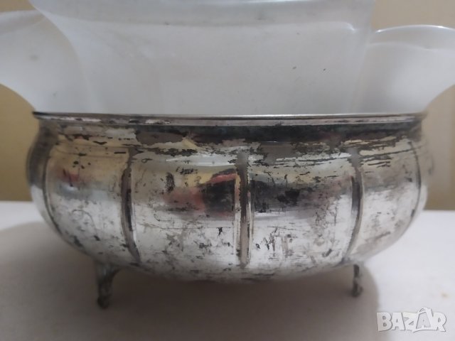 посребрена метална купа арт деко, снимка 2 - Антикварни и старинни предмети - 40640152