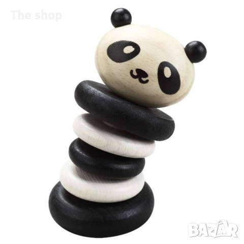 Дървена дрънкалка - панда (004)