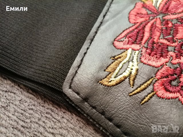 Колан/корсет за талия с бродерия цветя, имитация на кожа и ластик в черен цвят, снимка 7 - Корсети, бюстиета, топове - 41488677