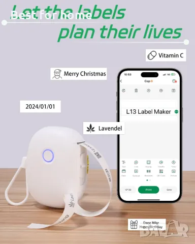Етикетен принтер с Bluetooth LEAZZLE L13 , снимка 6 - Принтери, копири, скенери - 48551199