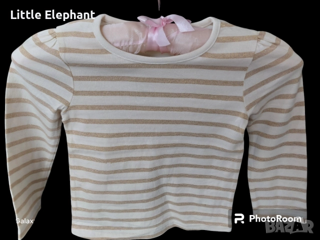 Блузка с дълъг ръкав за 2-3 год мом кафяво райе със златни нишки,Англия/нова