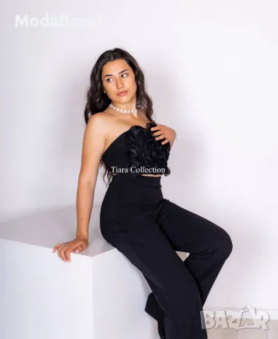 Черен дамски комплект с ефектни рози , снимка 3 - Комплекти - 48076183