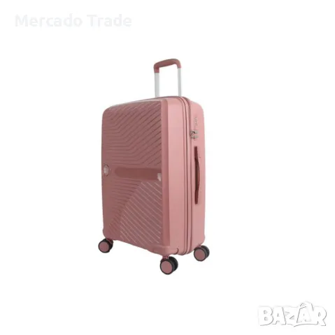 Куфар с колелца Mercado trade, 58л., Розов, снимка 2 - Куфари - 47412371