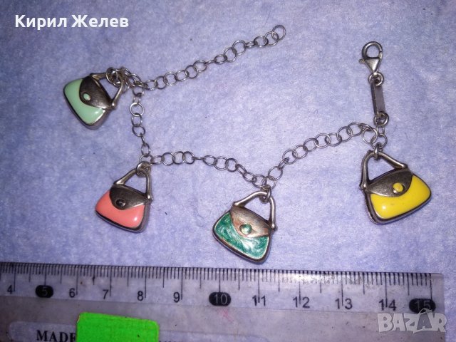 IRIS 925 МАРКОВА ЕМАЙЛИРАНА СРЕБЪРНА ВИНТИДЖ АРТ ГРИВНА СРЕБРО 925 ЮВЕЛИРНА РЪЧНА ИЗРАБОТКА 38737, снимка 2 - Гривни - 41741316