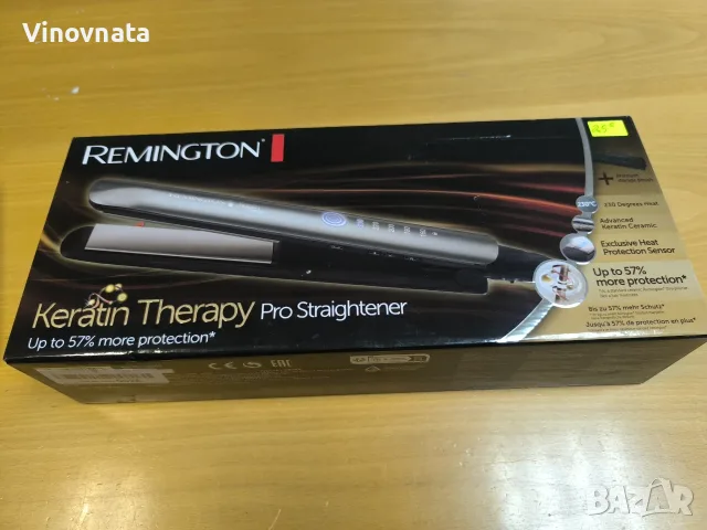 Преса за коса Remington Keratin Therapy Pro S8590, 230 градуса, Златиста