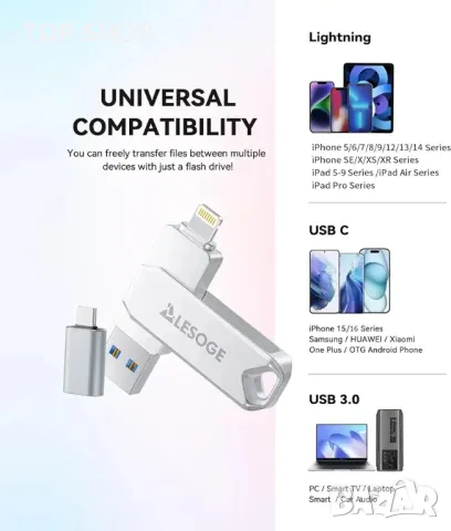128GB USB Flash Drive за iPhone, 3 в 1 високоскоростна, снимка 4 - Друга електроника - 48776991