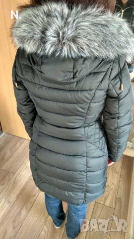 Зимно яке с пух, качулка и кожа , снимка 4 - Якета - 34733998
