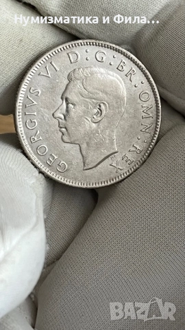 Сребърна монета 2 шилинга (флорин)  1945, снимка 2 - Нумизматика и бонистика - 52611918