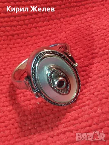 Старинен СЕДЕФЕН СРЕБЪРЕН ПРЪСТЕН СРЕБРО ВИСОКА ПРОБА с 3 ПЕЧАТА и МИНИАТЮРЕН НАТУРАЛЕН РУБИН 49991, снимка 16 - Антикварни и старинни предмети - 49294855