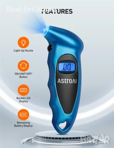 AstroAI Цифров манометър за гуми с 4 настройки и LCD дисплей, снимка 5 - Аксесоари и консумативи - 50271511