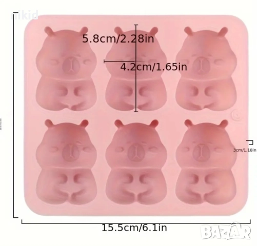 6 дълбоки Капибара Capybara силиконов молд форма фондан шоколад гипс сапун свещ декор, снимка 4 - Форми - 52843441
