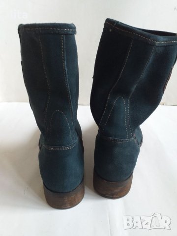 Велурени боти (сини) Размер 38, снимка 4 - Дамски боти - 38724462