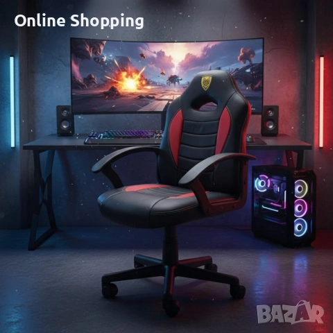 Детски геймърски офис стол – Спортен дизайн, ергономичен и регулируем