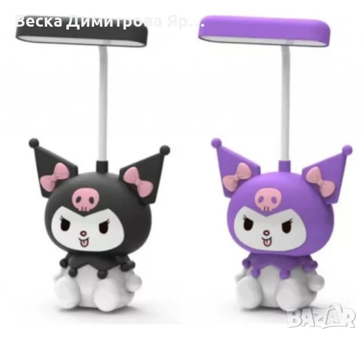 Акумулаторна LED нощна лампа Kuromi / My Melody с USB – Лилава / Черна