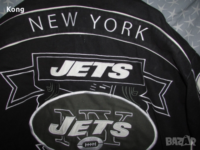 Оригинално винтидж яке NFL New York Jets бомбър Ню Йорк футболна горница с качулка jacket Kooga USA 