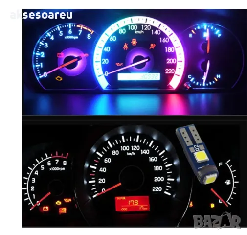 Нови 10 бр. малки габаритни крушки за осветление на арматурно табло T5 3SMD LED супер ярък 3030 LED , снимка 18 - Аксесоари и консумативи - 50391111