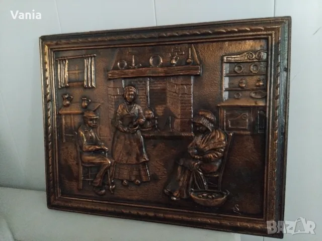Медна картина, снимка 5 - Антикварни и старинни предмети - 49447663